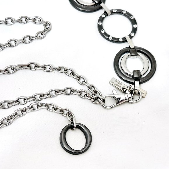 Chico's Chain Link Belt Gunmetal & Silver Tone w/Rhinestones - Picture 6 of 10